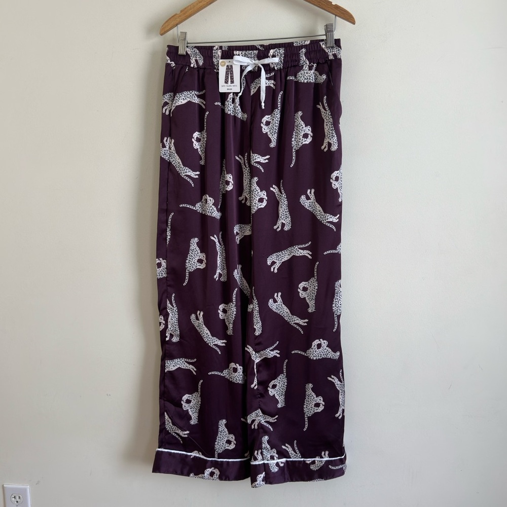 NWT Maryland Leopard Print Satin PJ Pants M/L